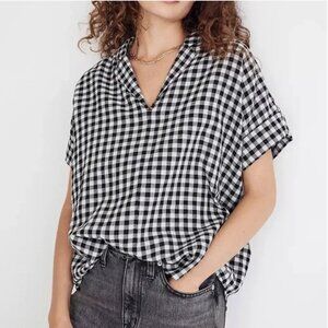 Madewell Black and White Checkered Blouse